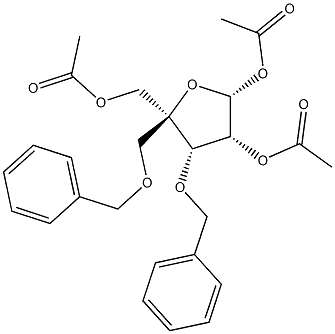 4-C-Acetoxymethyl-1,2-di-O-acetyl-3,5-di-O-benzyl-a-D-ribofuranose Struktur