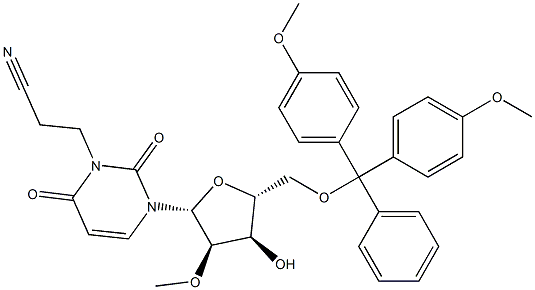 N3-Cyanoethyl-5'-O-(4,4'-dimethoxytrityl)-2'-O-methyluridine Struktur