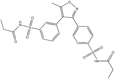 N-((3-(5-methyl-3-(4-(N-propionylsulfamoyl)phenyl)isoxazol-4-yl)phenyl)sulfonyl)propionamide Struktur