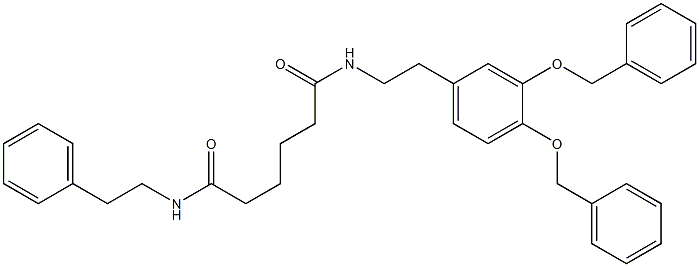 N1-[2-[3,4-Bis(phenylmethoxy)phenyl]ethyl]-N6-(2-phenylethyl)-hexanediamide Struktur