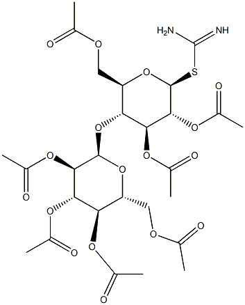 2-(2,3,6-Tri-O-acetyl-4-O-[(2,3,4,6-tetra-O-acetyl-a-D-glucopyranosyl)]-b-D-glucopyranosyl) thiopseudourea Struktur