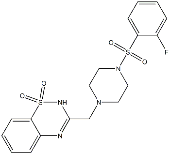 3-((4-[(2-FLUOROPHENYL)SULFONYL]PIPERAZIN-1-YL)METHYL)-2H-1,2,4-BENZOTHIADIAZINE 1,1-DIOXIDE Struktur