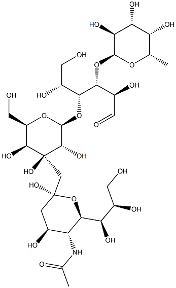 3-O-(a-L-Fucopyranosyl)-4-O-(3-sialyl-b-D-galactopyranosyl)-D-glucose Struktur