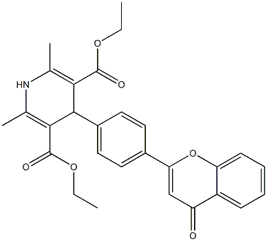 diethyl 1,4-dihydro-2,6-dimethyl-4-(4'-(4H-4-oxo-1-benzopyran-2-yl)phenyl)-3,5-pyridinedicarboxylate Struktur