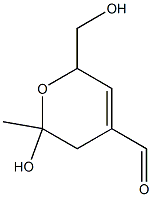 5,5-dihydro-4-formyl-6-hydroxy-2-hydroxymethyl-6-methyl-2H-pyran Struktur