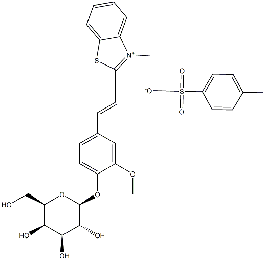 2-(2-(4-(beta-galactopyranosyloxy)-3-methoxyphenyl)vinyl)-3-methylbenzothiazolium toluene-4-sulfonate Struktur