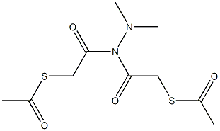 N,N-dimethyl-N,N-bis((acetylthio)acetyl)hyrazine Struktur