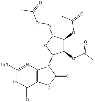 2',3',5'-tri-O-acetyl-7,8-dihydro-8-oxoguanosine Struktur