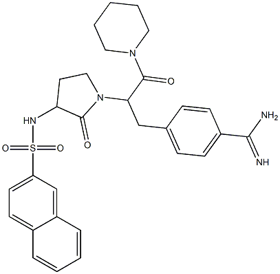 3-(naphthalene-2-sulfonylamino)-1-(2-(4-amidinophenyl)-1-piperidinocarbonylethyl)-2-pyrrolidinone Struktur