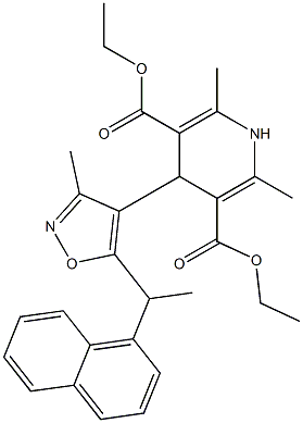 diethyl 2,6-dimethyl-4-(5-(1-naphthylethyl)-3-methylisoxazol-4-yl)-1,4-dihydropyridine-3,5-dicarboxylate Struktur