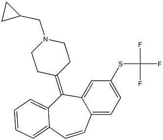 1-cyclopropylmethyl-4-(3-trifluoromethylthio-5H-dibenzo(a,d)cyclohepten-5-ylidene)piperidine Struktur