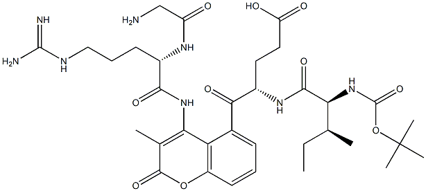 tert-butoxycarbonyl-isoleucyl-glutamyl-glycyl-arginyl-amidomethylcoumarin Struktur