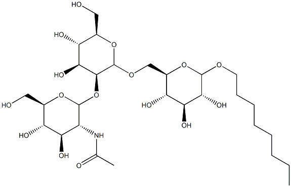 octyl 6-O-(2-O-(2-acetamido-2-deoxyglucopyranosyl)-5a-carbamannopyranosyl)glucopyranoside Struktur