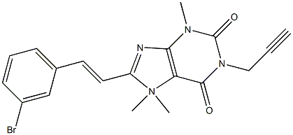 7-methyl-8-(3-bromostyryl)-3,7-dimethyl-1-propargylxanthine Struktur