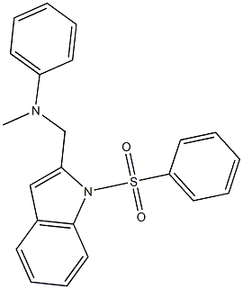 N-methyl-N-(1-phenylsulfonylindol-2-ylmethyl)aniline Struktur