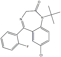 7-chloro-1,3-dihydro-1-(1,1-dimethylethyl)-5-(2-fluorophenyl)-2H-1,4-benzodiazepin-2-one Struktur