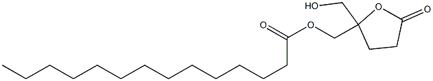 5-hydroxymethyl-5-((tetradecanoyloxy)methyl)tetrahydro-2-furanone Struktur