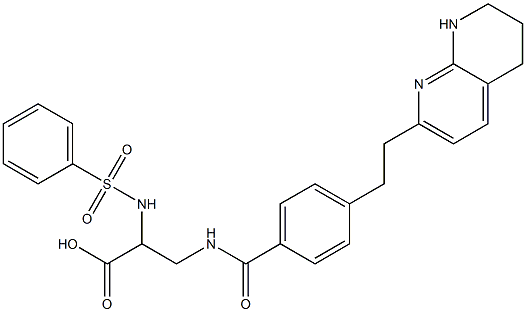 2-benzenesulfonylamino-3-(4-(2-(5,6,7,8-tetrahydro-1,8-naphthyridin-2-yl)ethyl)benzoylamino)propionic acid Struktur