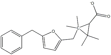 5-BENZYL-3-FURYLMETHYL-2,2,3,3-TETRAMETHYLCYCLOPROPANECARBOXYLATE Struktur