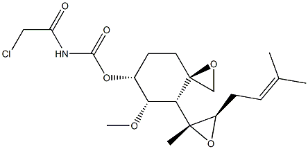 [(3R,4R,5S,6R)-5-methoxy-4-[(2R,3R)-2-methyl-3-(3-methylbut-2-enyl)oxiran-2-yl]-1-oxaspiro[2.5]oct-6-yl] N-(2-chloroacetyl)carbamate Struktur