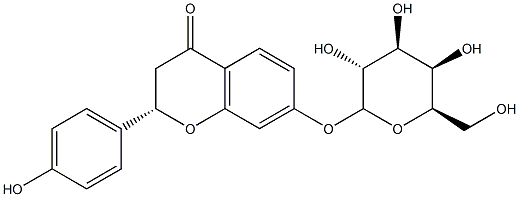 2-(4-hydroxyphenyl)-7-[(2S,3R,4S,5R,6R)-3,4,5-trihydroxy-6-(hydroxymethyl)oxan-2-yl]oxy-chroman-4-one Struktur