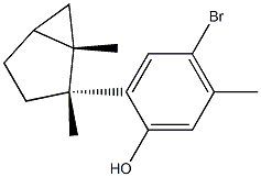 4-bromo-2-[(1S,2R)-1,2-dimethyl-2-bicyclo[3.1.0]hexyl]-5-methyl-phenol Struktur