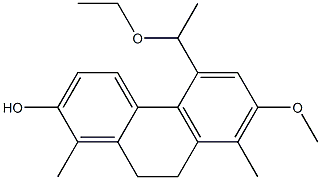 5-(1-Ethoxy-ethyl)-2-hydroxy-7-methoxy-1,8-dimethyl-9,10-dihydrophenanthrene Struktur