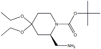 N1-BOC-(2R)-2-AMINOMETHYL-4,4-DIETHOXYPIPERIDINE Struktur