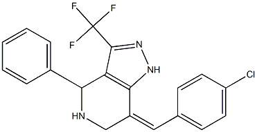 7-(E)-P-CHLOROBENZYLIDENE-4,5,6,7-TETRAHYDRO-4-PHENYL-3-(TRIFLUOROMETHYL)PYRAZOLO-[4,3-C]-PYRIDINE Struktur