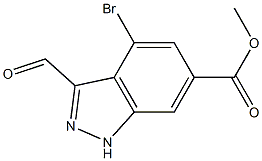 4-BROMO-6-METHOXYCARBONYLINDAZOLE-3-CARBOXYALDEHYDE Struktur