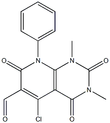 5-chloro-1,3-dimethyl-2,4,7-trioxo-8-phenyl-1,2,3,4,7,8-hexahydropyrido[2,3-d]pyrimidine-6-carbaldehyde Struktur