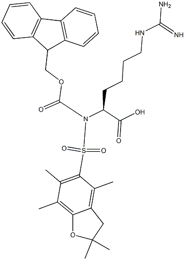 N-alpha-(9-Fluorenylmethyloxycarbonyl)-N-2,2,4,6,7-pentamethyldihydrobenzofuran-5-sulfonyl-L-homoarginine Struktur