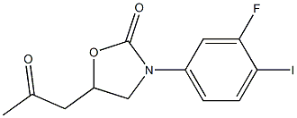 3-(3-Fluoro-4-iodo-phenyl)-5-(2-oxo-propyl)-oxazolidin-2-one
 Struktur