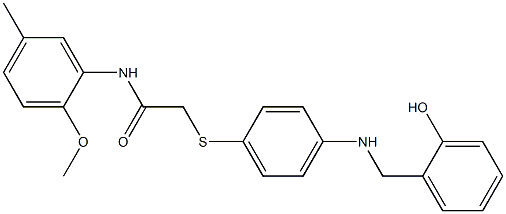 2-({4-[(2-hydroxybenzyl)amino]phenyl}sulfanyl)-N-(2-methoxy-5-methylphenyl)acetamide Struktur