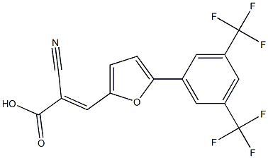 2-cyano-3-{5-[3,5-di(trifluoromethyl)phenyl]-2-furyl}acrylic acid Struktur