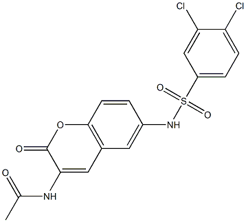 N1-(6-{[(3,4-dichlorophenyl)sulfonyl]amino}-2-oxo-2H-chromen-3-yl)acetamide Struktur