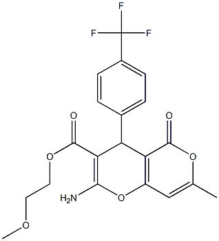 2-methoxyethyl 2-amino-7-methyl-5-oxo-4-[4-(trifluoromethyl)phenyl]-4H,5H-pyrano[4,3-b]pyran-3-carboxylate Struktur