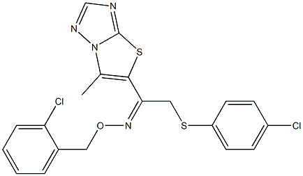 2-[(4-chlorophenyl)sulfanyl]-1-(6-methyl[1,3]thiazolo[3,2-b][1,2,4]triazol-5-yl)-1-ethanone O-(2-chlorobenzyl)oxime Struktur