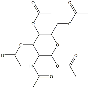 3-(acetylamino)-2,5-di(acetyloxy)-6-[(acetyloxy)methyl]tetrahydro-2H-pyran-4-yl acetate Struktur