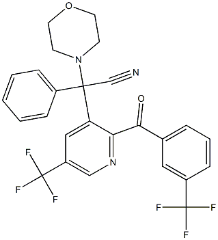 2-morpholino-2-phenyl-2-{5-(trifluoromethyl)-2-[3-(trifluoromethyl)benzoyl]-3-pyridinyl}acetonitrile Struktur