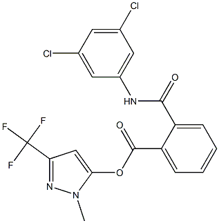 1-methyl-3-(trifluoromethyl)-1H-pyrazol-5-yl 2-[(3,5-dichloroanilino)carbonyl]benzoate Struktur