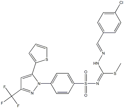 N1-[[2-(4-chlorobenzylidene)hydrazino](methylthio)methylidene]-4-[5-(2-thienyl)-3-(trifluoromethyl)-1H-pyrazol-1-yl]benzene-1-sulfonamide Struktur