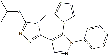 3-(isopropylsulfanyl)-4-methyl-5-[1-phenyl-5-(1H-pyrrol-1-yl)-1H-pyrazol-4-yl]-4H-1,2,4-triazole Struktur