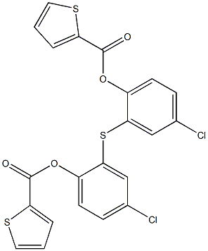 4-chloro-2-({5-chloro-2-[(2-thienylcarbonyl)oxy]phenyl}thio)phenyl thiophene-2-carboxylate Struktur