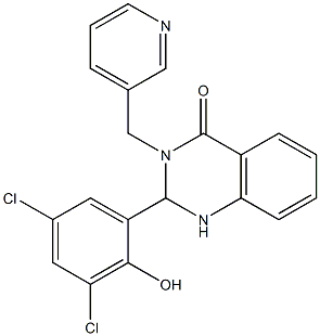 2-(3,5-dichloro-2-hydroxyphenyl)-3-(3-pyridylmethyl)-1,2,3,4-tetrahydroquinazolin-4-one Struktur