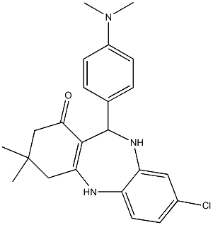 8-chloro-11-[4-(dimethylamino)phenyl]-3,3-dimethyl-2,3,4,5,10,11-hexahydro-1H-dibenzo[b,e][1,4]diazepin-1-one Struktur