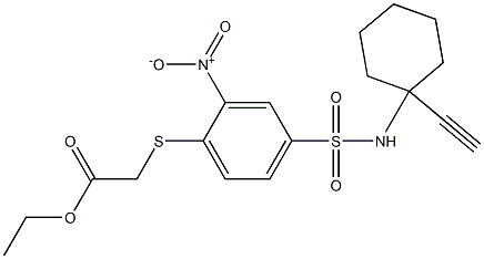 ethyl 2-[(4-{[(1-eth-1-ynylcyclohexyl)amino]sulfonyl}-2-nitrophenyl)thio]acetate Struktur