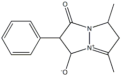 5,7-dimethyl-1-oxo-2-phenyl-1H,2H,3H,6H,7H-pyrazolo[1,2-a]pyrazol-4-ium-3-olate Struktur