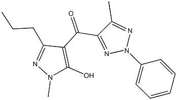 (5-hydroxy-1-methyl-3-propyl-1H-pyrazol-4-yl)(5-methyl-2-phenyl-2H-1,2,3-triazol-4-yl)methanone Struktur