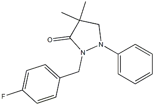 2-(4-fluorobenzyl)-4,4-dimethyl-1-phenyltetrahydro-3H-pyrazol-3-one Struktur